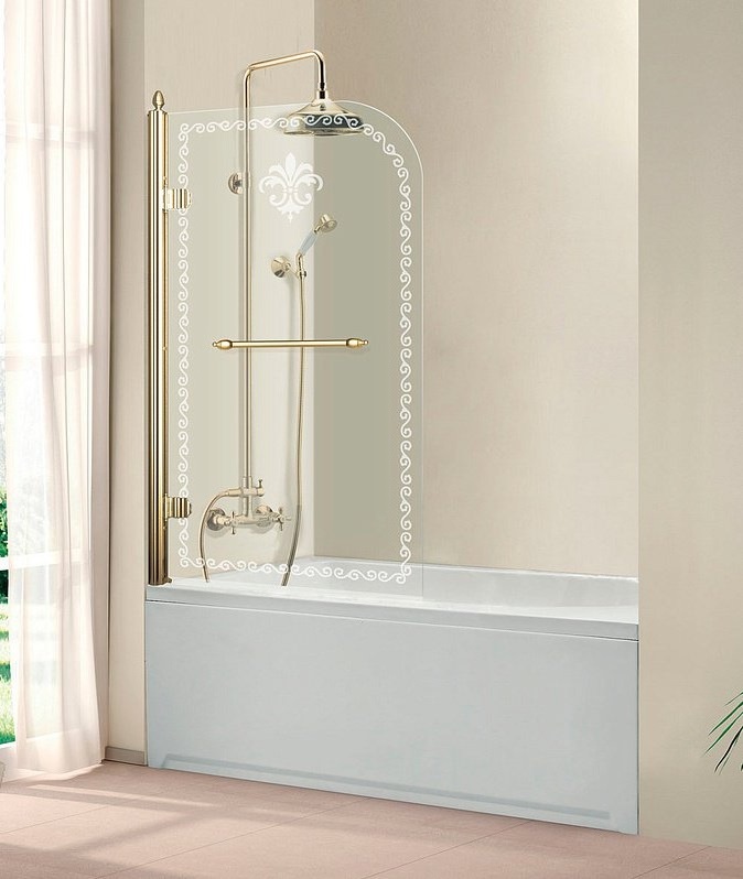 Шторка для ванны Cezares RETRO-A-V-1-80/145-CP-G-L