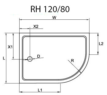 Поддон для душа Cezares Tray R550 120х80 см акриловый R