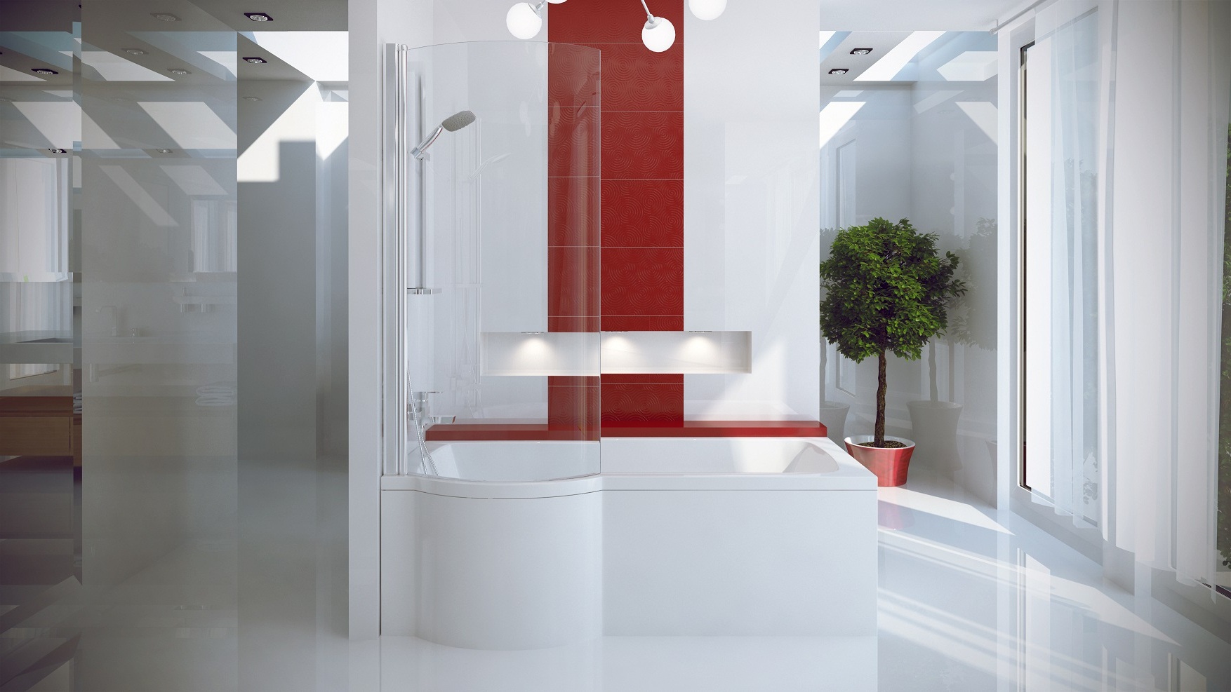 Акриловая ванна BESCO INSPIRO с душевой кабиной 150x70 L