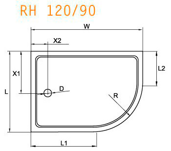Поддон для душа Cezares Tray R550 120х90 см акриловый R