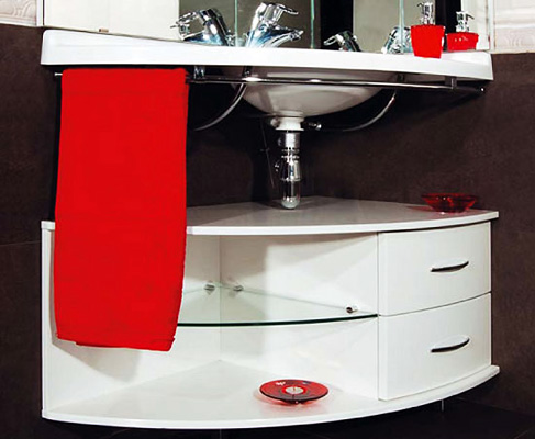 Тумба с раковиной De Aqua Трио белый R фурнитура хром