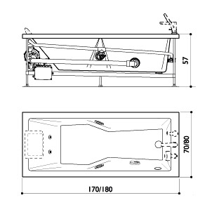 Акриловая ванна Jacuzzi Energy 170 DX (R)