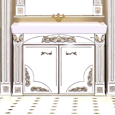 Тумба с раковиной Misty Барокко 120 прямая белая патина