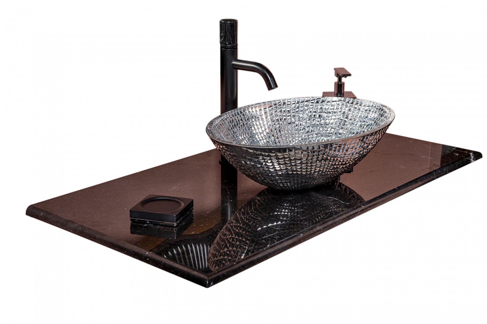 Столешница мрамор 101см Armadi Art Nero Marquina для раковин хрусталь, LV204 857-101-NM