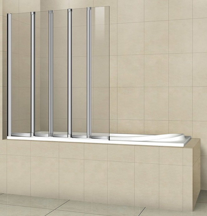 Шторка для ванны Cezares PRATICO-V-5-120/140-P-Cr-L