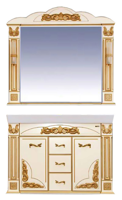 Мебель для ванной Misty Барокко 120 3 ящика бежевая патина