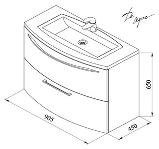 Тумба с раковиной De Aqua Лонг 90