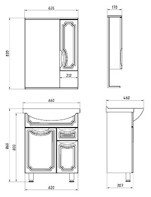Зеркало-шкаф ASB-Mebel Санремо 65