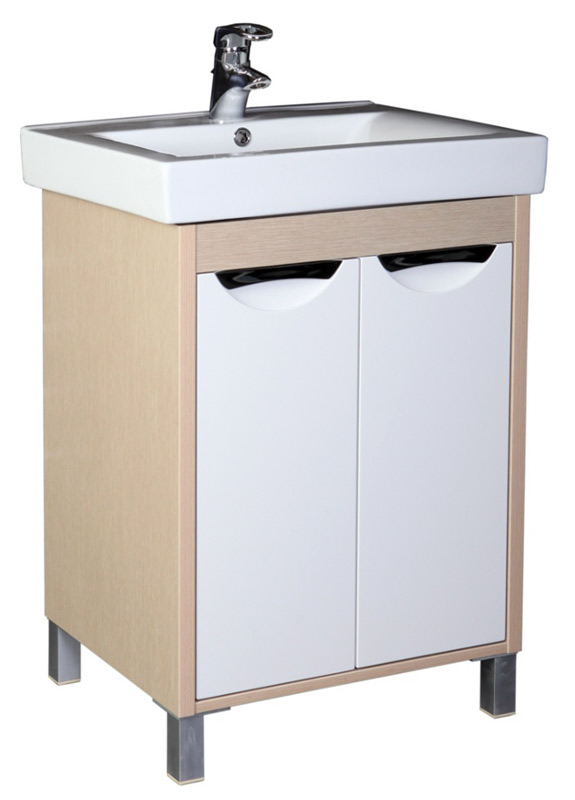 Тумба с раковиной Aquanet Гретта 60  2 двери светлый дуб
