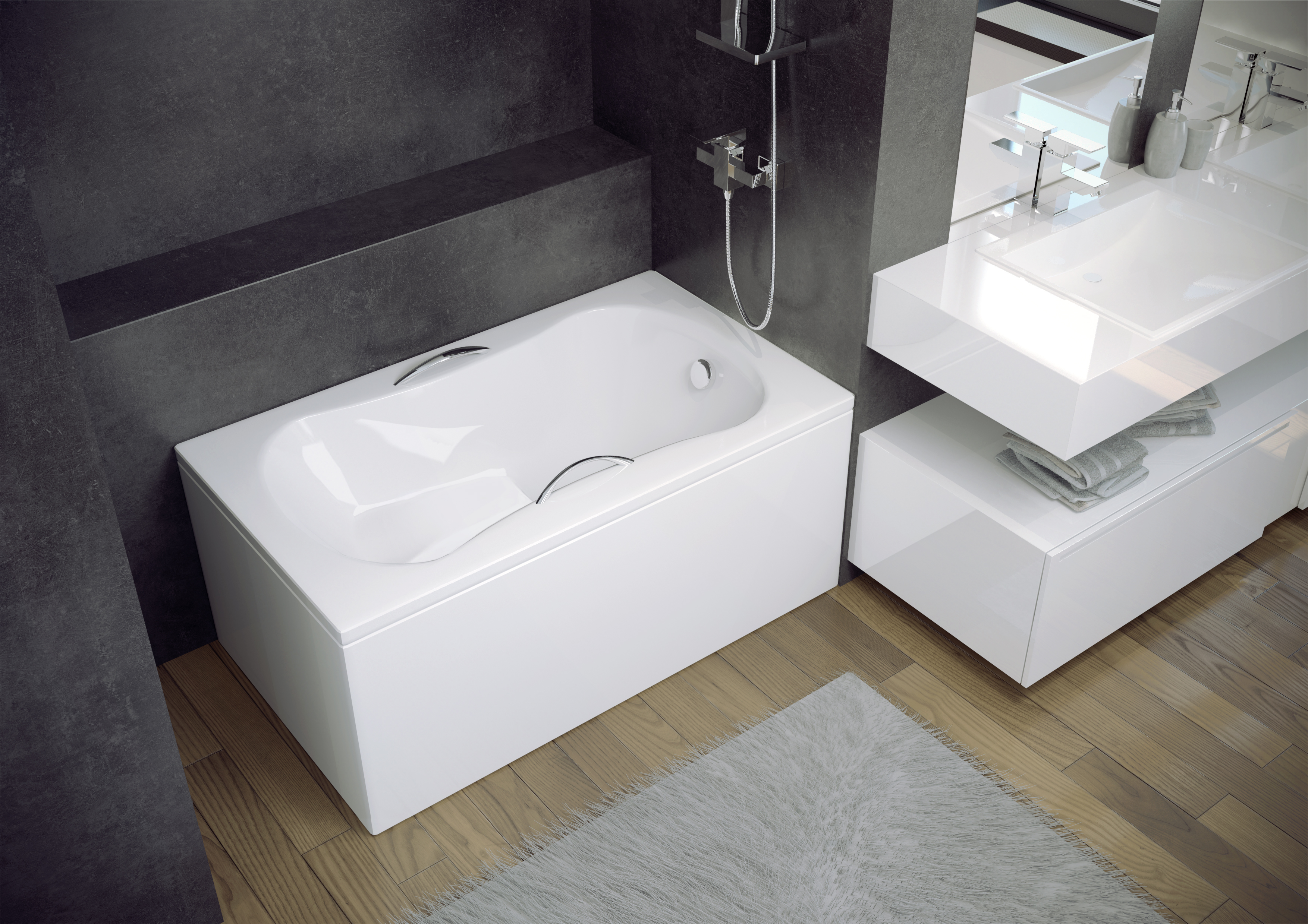 Акриловая ванна BESCO Aria Rehab 120x70 + фронтальная панель