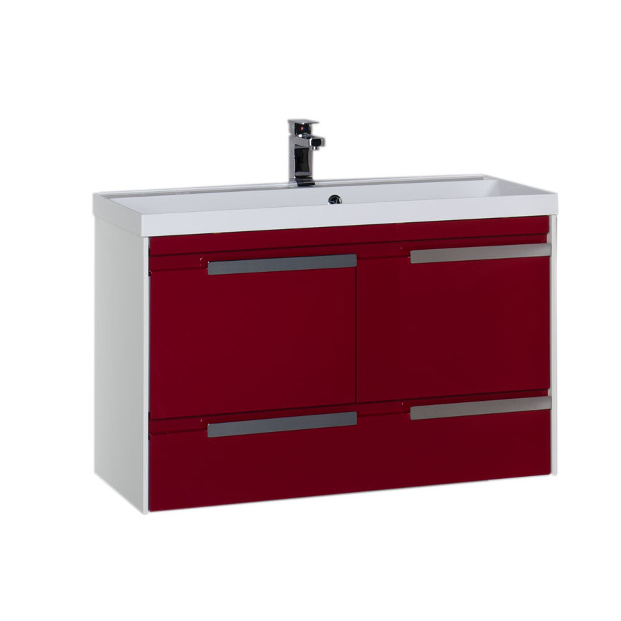 Тумба с раковиной Aquanet Тиволи 100 бордо