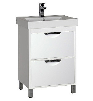 Тумба с раковиной Aquanet Гретта 60  2 ящика белая