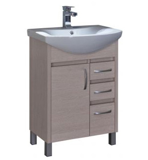 Тумба с раковиной Aquanet Донна 60 3 ящика беленый дуб