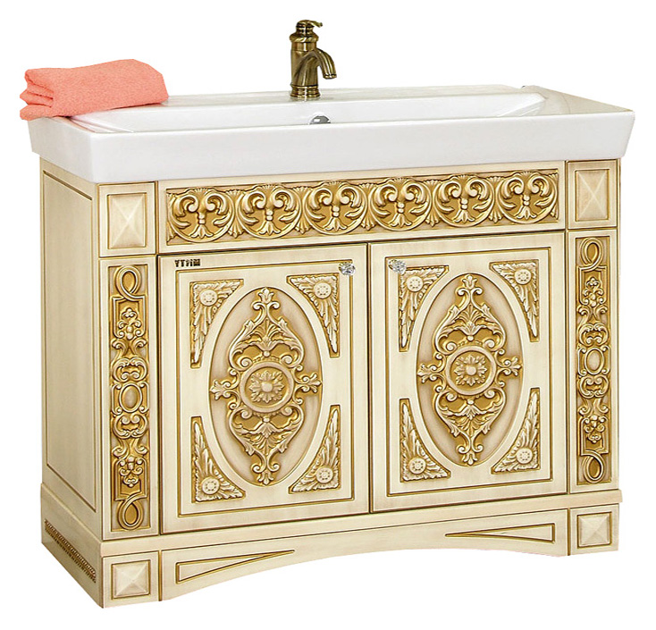 Тумба с раковиной Misty Беатрис 100 бежевая патина