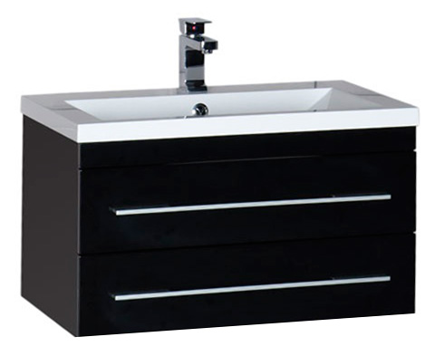 Тумба с раковиной Aquanet Нота 75 черная