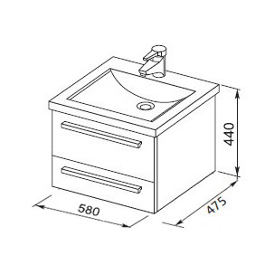 Тумба с раковиной Aquanet Нота 58 венге
