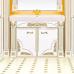 Тумба с раковиной Misty Барокко 120 прямая бежевая патина