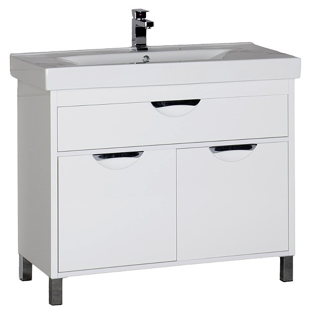 Тумба с раковиной Aquanet Гретта 100 белая