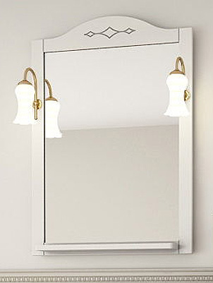 Зеркало ASB-Mebel Флоренция Квадро 60 белое патина серебро со светильниками