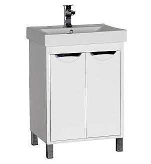 Тумба с раковиной Aquanet Гретта 60  2 двери белая