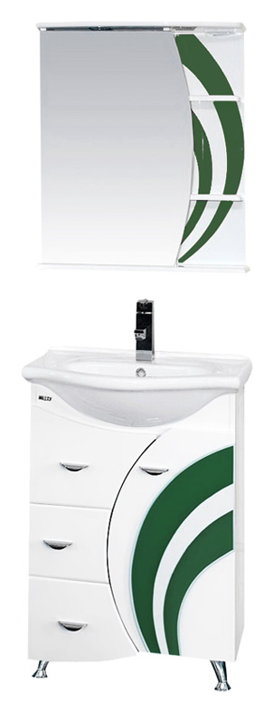 Мебель для ванной Misty Каролина 60 3 ящика R зеленое стекло