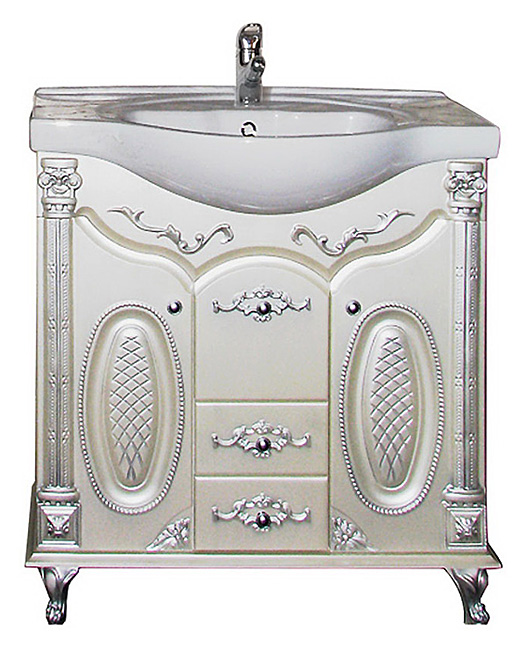 Тумба с раковиной Атолл Наполеон 287 серебряная патина