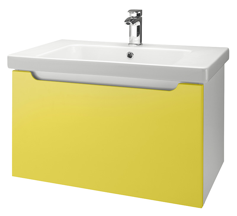 Тумба с раковиной Dreja Color 75 желтый глянец