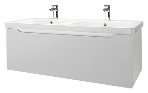 Тумба с раковиной Dreja Color 125 белый глянец