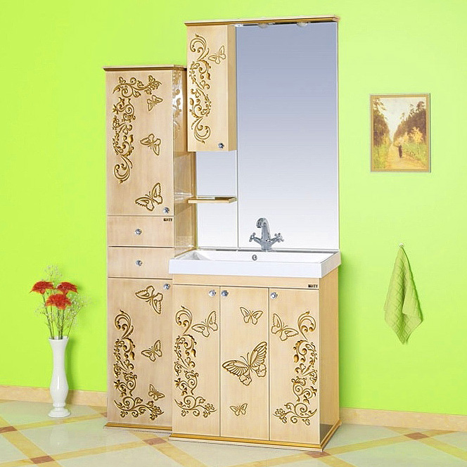 Мебель для ванной Misty Бабочка 75 бежевая патина