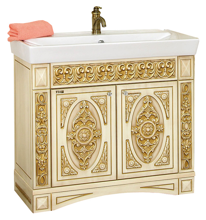 Тумба с раковиной Misty Беатрис 80 бежевая патина