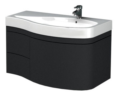 Тумба с раковиной Aquanet Сопрано 1-95  черная с ящиком R