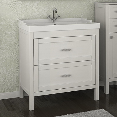 Тумба с раковиной ASB-Mebel Римини 80 белая патина серебро