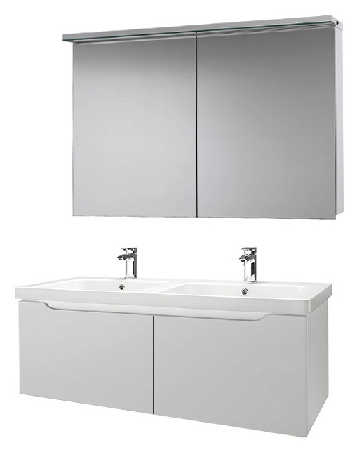 Мебель для ванной Dreja Color 125 2 ящика белый глянец