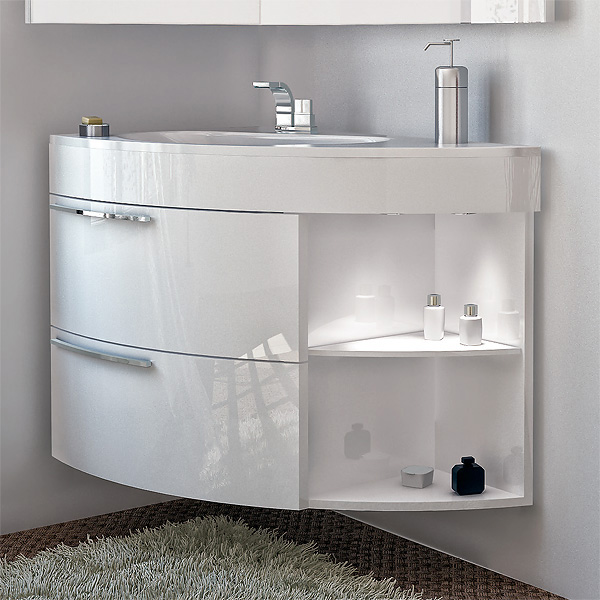 Тумба с раковиной De Aqua Трио Люкс белая L