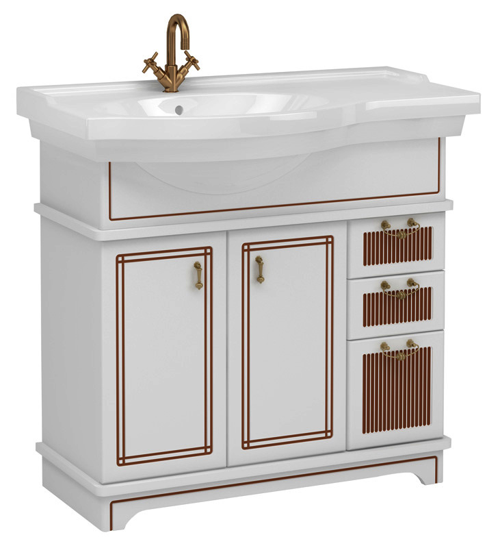 Тумба с раковиной Aquanet Луис 90 белая L