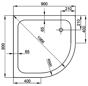 Поддон для душа Bette 5440 четверть круга
