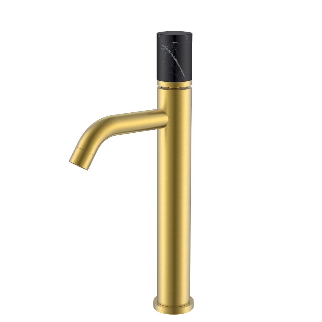 Смеситель Boheme STICK для умыв.выс.MATT GOLD MRAMOR BLACK (комплект) 122-MG-MR-B