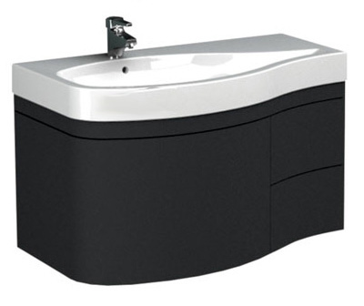 Тумба с раковиной Aquanet Сопрано 1-95  черная с ящиком L