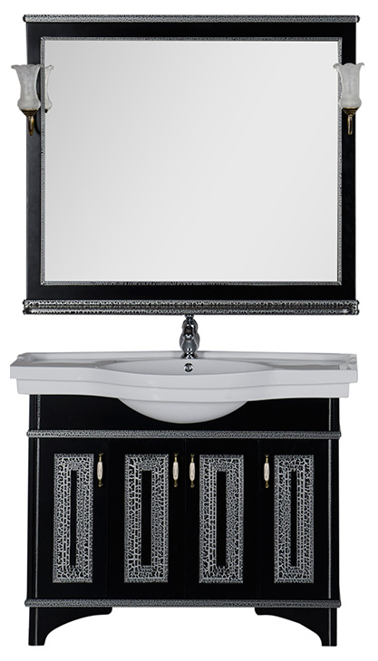 Мебель для ванной Aquanet Валенса 110 черный краколет/серебро