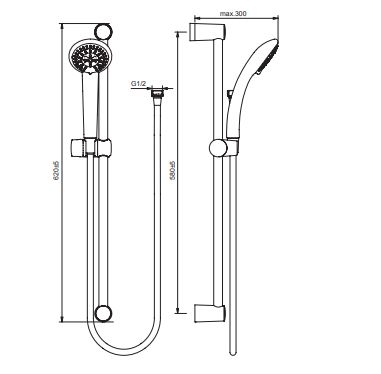 Гарнитур душевой FRESH S3 штанга 600мм+шланг+лейка 3 режима струи Vidima BA208AA