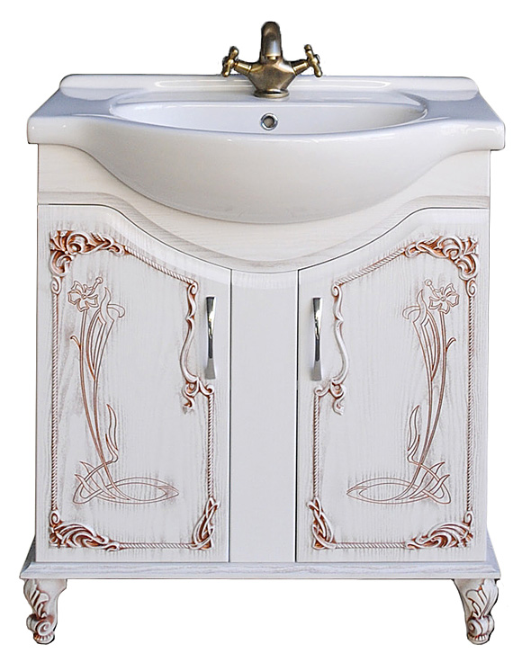 Тумба с раковиной Атолл Барселона 275 белая с медью