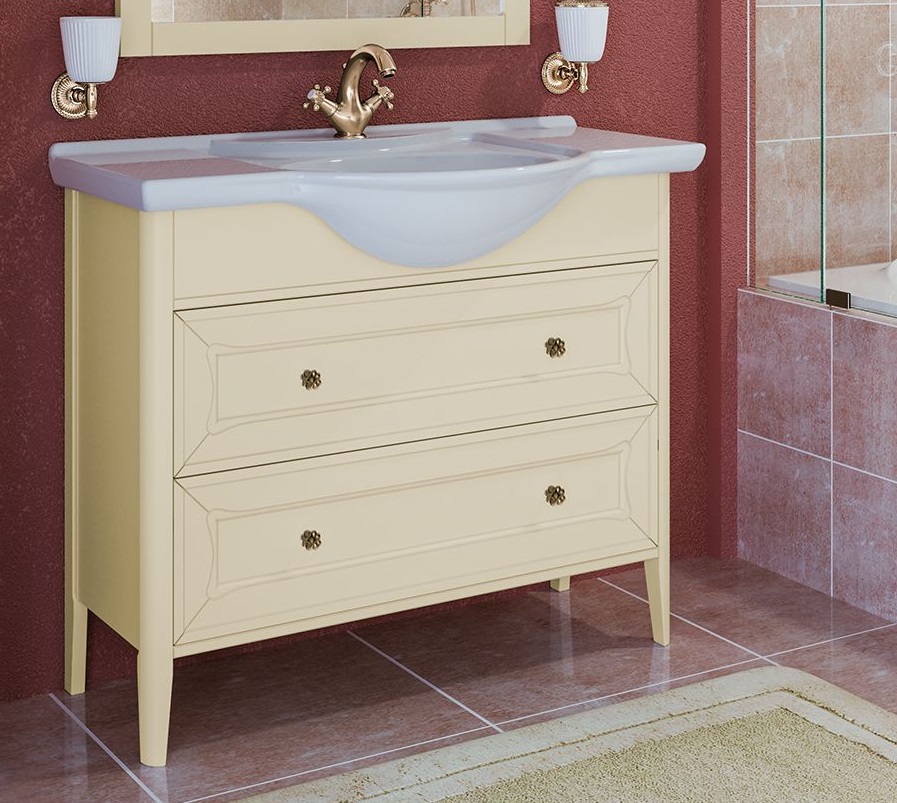 Тумба с раковиной Timo Aurora 105 M-V vanilla