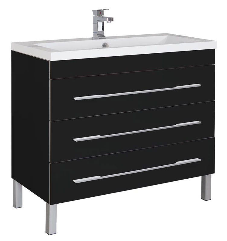 Тумба с раковиной Aquanet Верона 100 черная