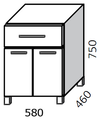 Тумба с раковиной Cezar Unicus 60 цветная верхний ящик
