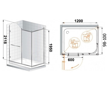 Душевой уголок Cezares Retro AH11 120/100 CP G L