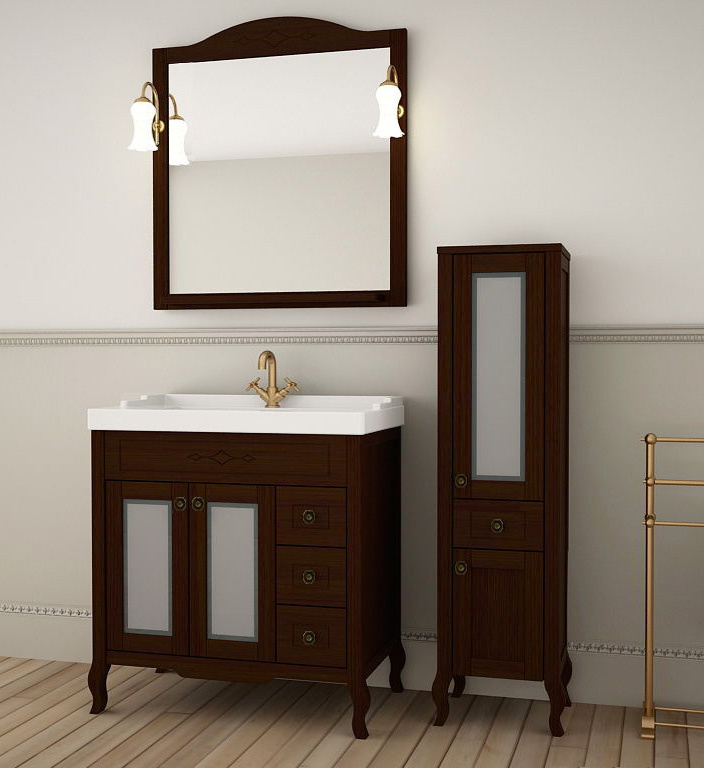 Мебель для ванной ASB-Mebel Флоренция Квадро 80 Массив ясеня бук тироль витраж