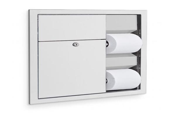 Встраиваемый шкаф Nofer с 2мя держателями туалетной бумаги и мусорным баком 12035.S