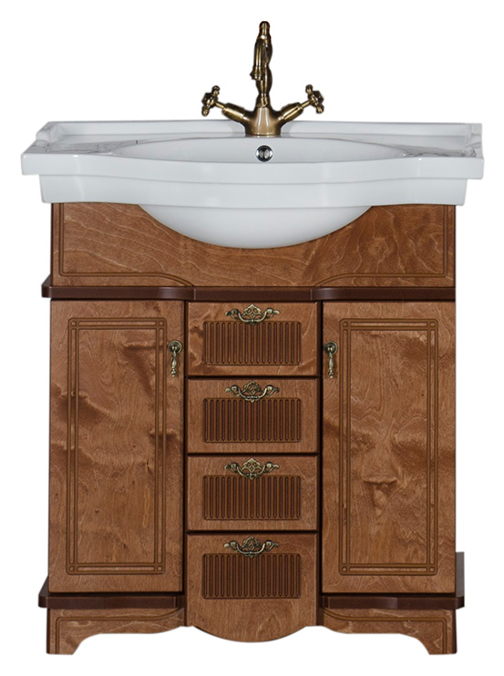 Тумба с раковиной Aquanet Луис 80 NEW темный орех