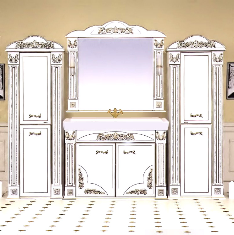 Мебель для ванной Misty Барокко 120 прямая белая патина