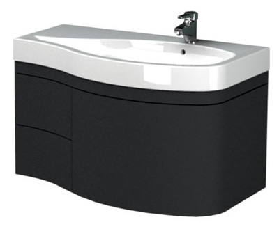 Тумба с раковиной Aquanet Опера 1-115  черная с ящиком R